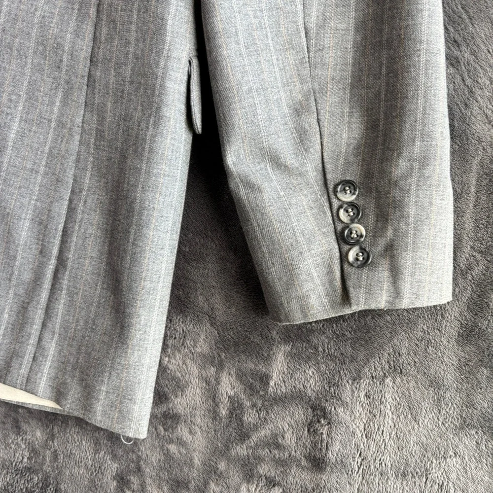 Oakton Ltd Mens Gray Pinstripe Wool Blend Blazer Sport Coat Size 43 Regular
